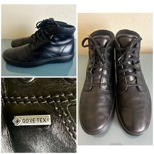 ECCO Soft 7 Boots Shoe Ms EU 46 US 12 Black Leather Gore Tex GTX Waterproof $195